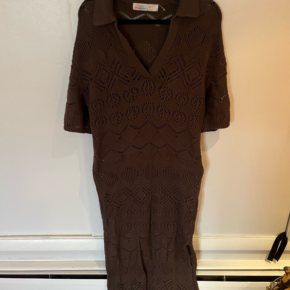 Free People Brown Knit Maxi Dress